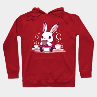 Cute bunny sipping tea - pink Hoodie